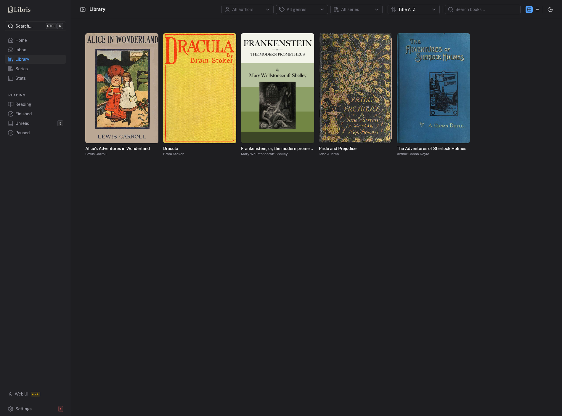 Library - grid view