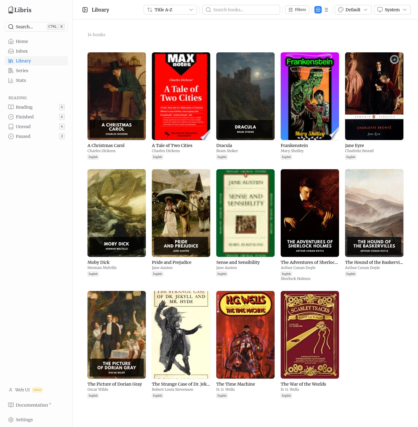 The Libris library grid