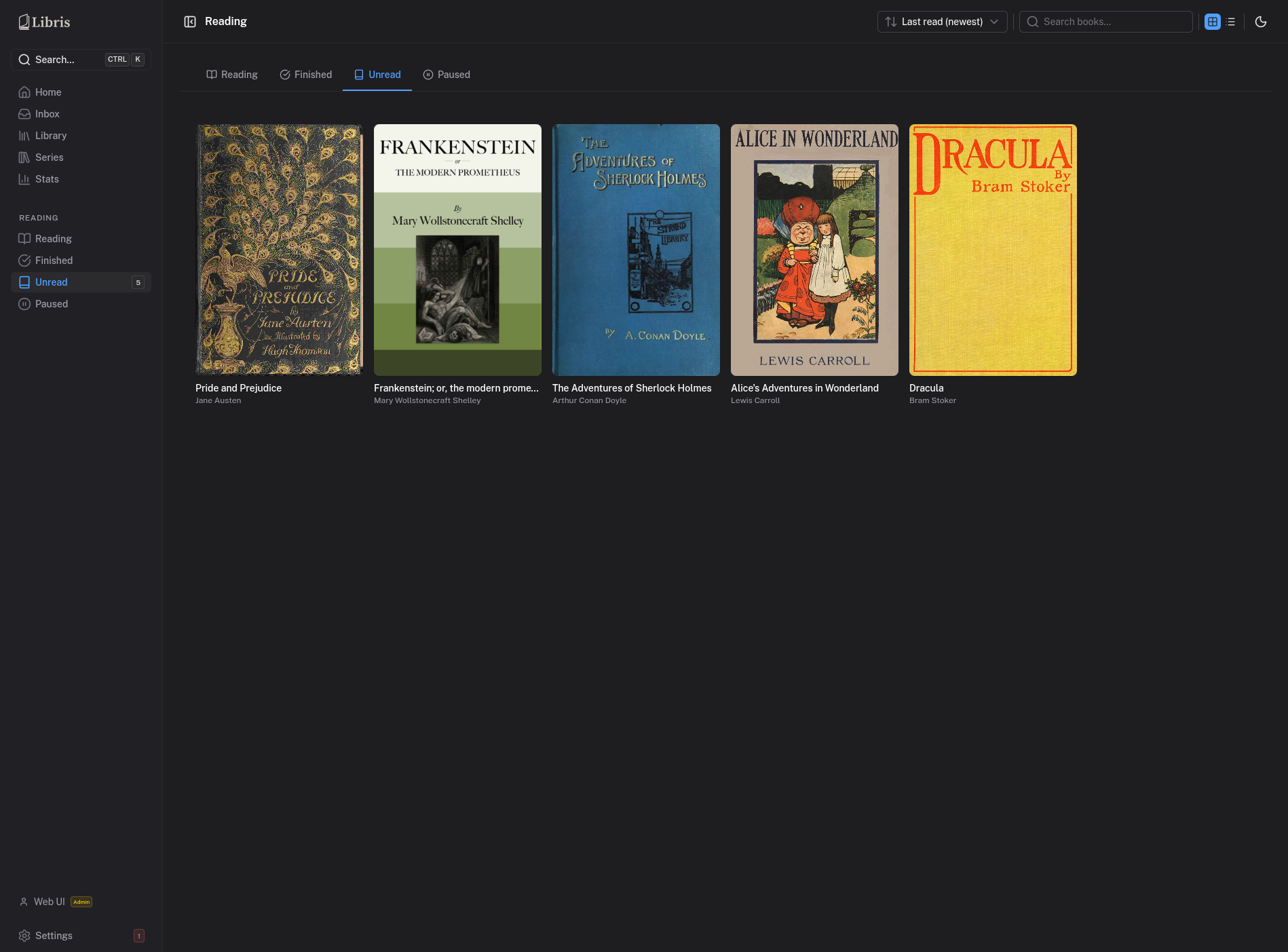 Reading status page