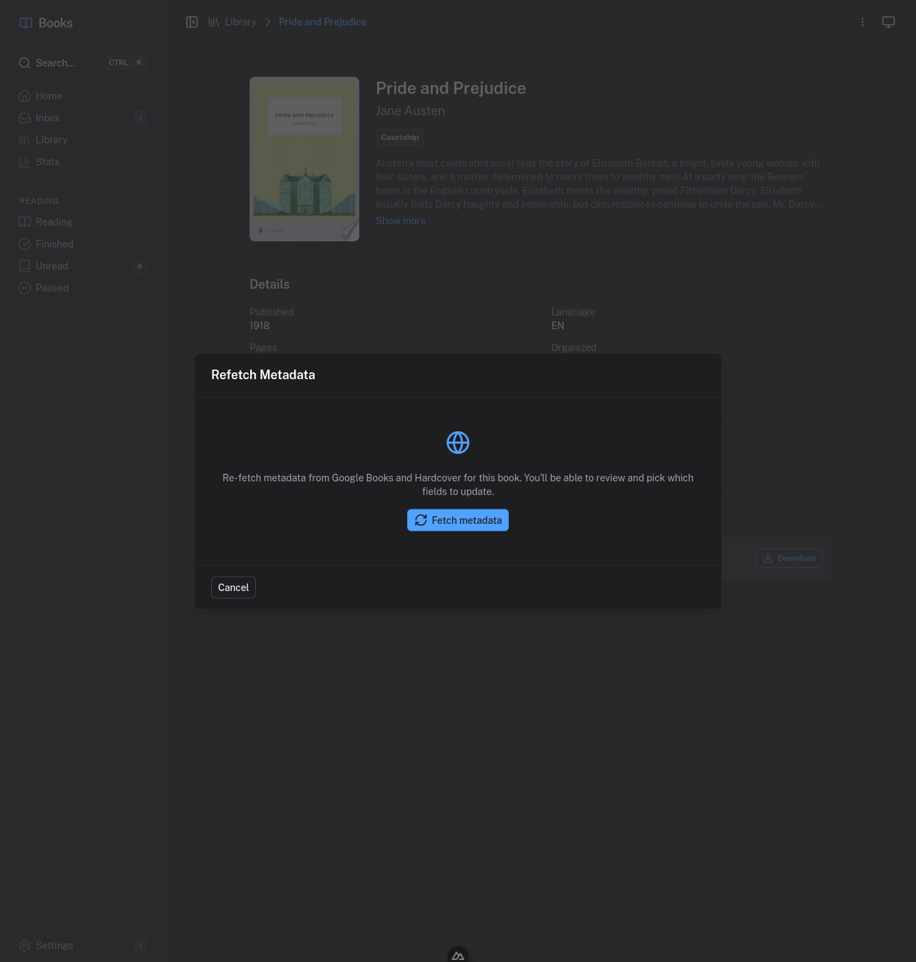 Refetch Metadata - confirmation