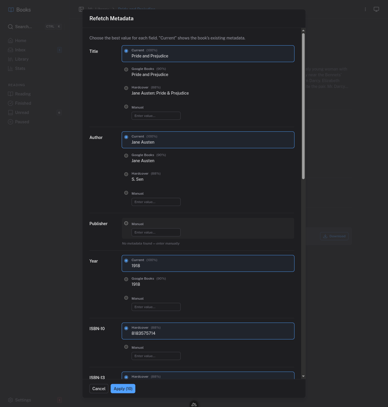 Refetch Metadata - fetching