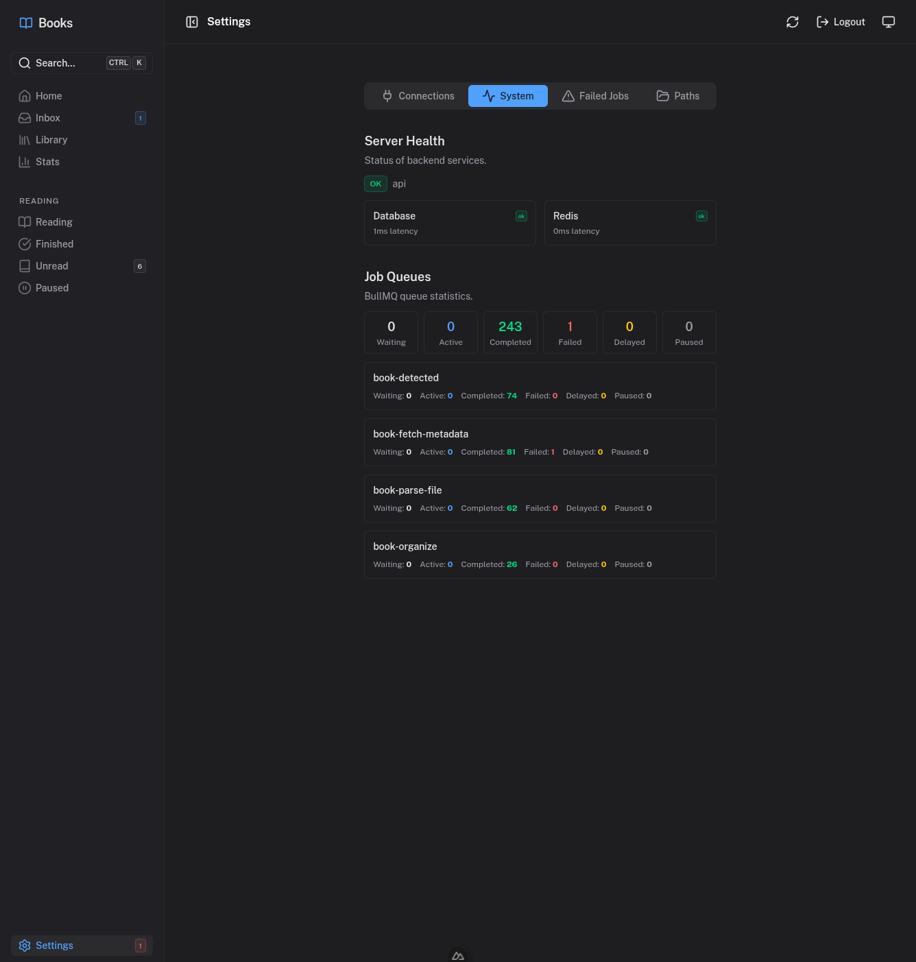 Settings - System tab